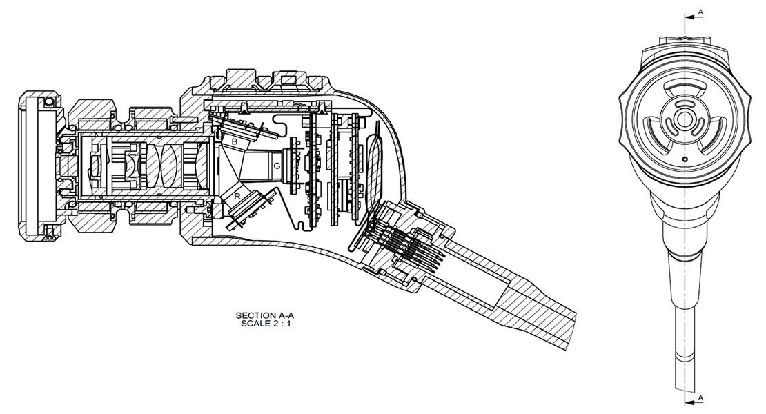 structural sketch about medical endoscope camera storz camera head